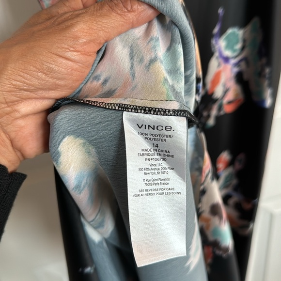 Vince Printed Satin Black Floral Slip Dress NWT - Picture 11 of 13